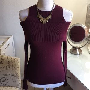 Burgundy cold shoulder sweater.  New without tags.